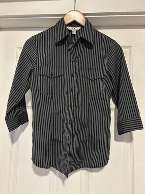 Slim Fit Black Pinstripe Button-Up Shirt